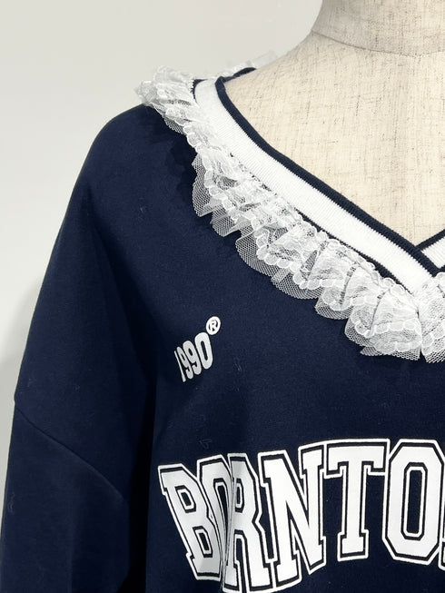 裏起毛レースフリルネックスウェット | SL2244628 | グレー