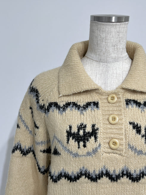 襟付きノルディックニット | SL2244620 | ベージュ