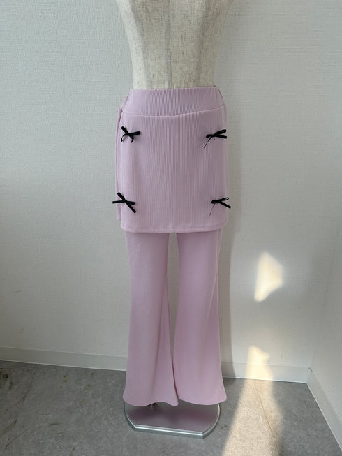 リボンポイントレイヤードスカートパンツ | SL2241632 | ブラック