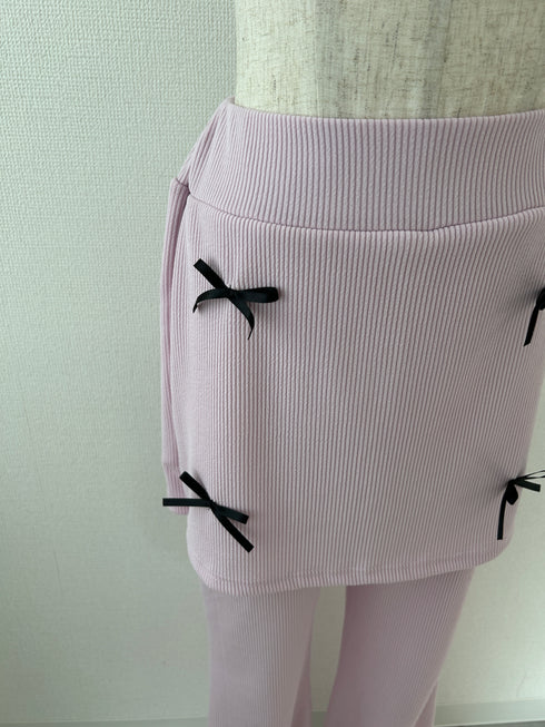 リボンポイントレイヤードスカートパンツ | SL2241632 | ブラック