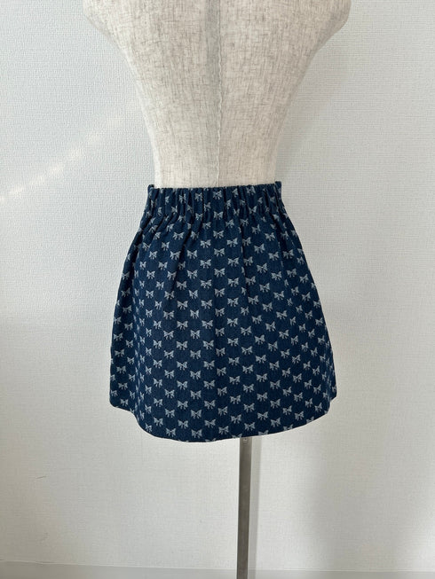 リボンデニムミニスカート | RN2251006 | ダークブルー