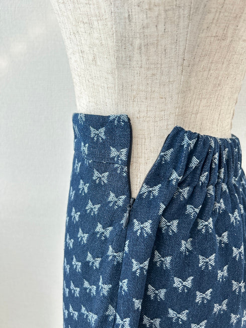 リボンデニムミニスカート | RN2251006 | ダークブルー