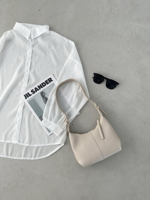 round moon shoulder bag/ワンハンドルラウンドムーンPUショルダーバッグ | UN12410052 | グレイッシュベージュ