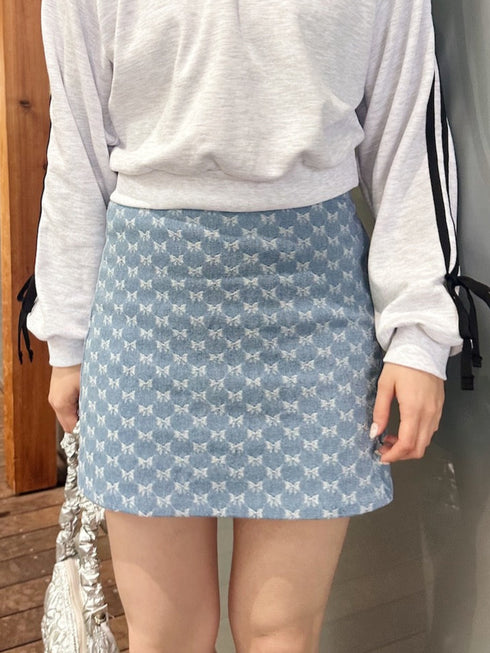 リボンデニムミニスカート | SL2241614 | ライトブルー