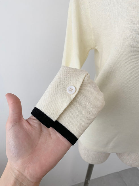 アシンメトリーバイカラーヘムニット | IN2244702 | ホワイト