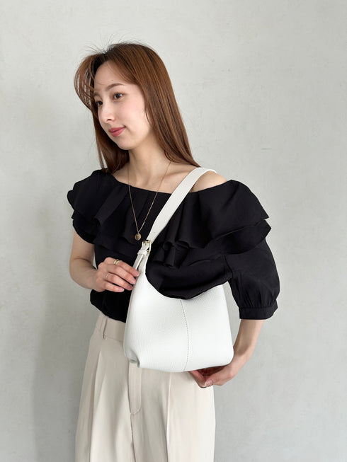 round moon shoulder bag/ワンハンドルラウンドムーンPUショルダーバッグ | UN12410052 | アイボリー