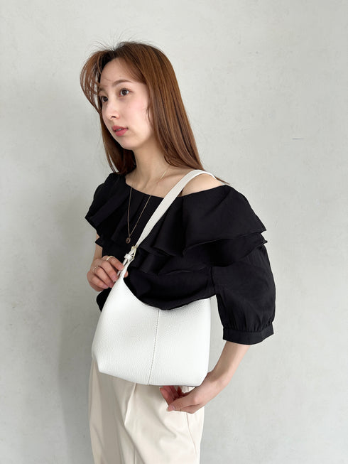 round moon shoulder bag/ワンハンドルラウンドムーンPUショルダーバッグ | UN12410052 | アイボリー