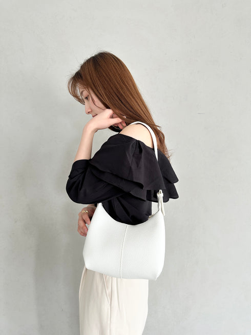 round moon shoulder bag/ワンハンドルラウンドムーンPUショルダーバッグ | UN12410052 | アイボリー