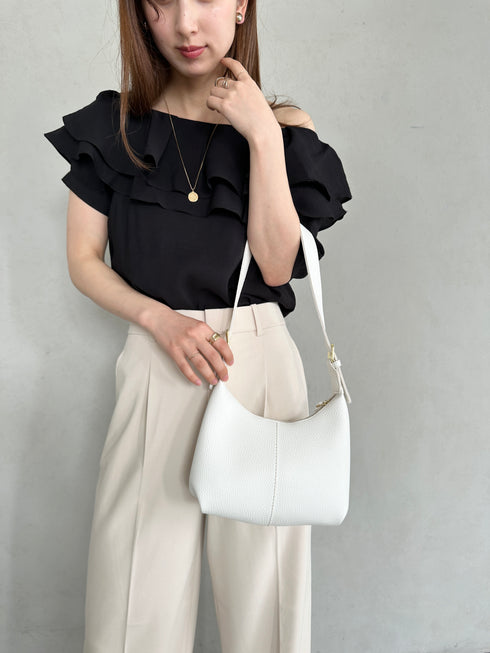 round moon shoulder bag/ワンハンドルラウンドムーンPUショルダーバッグ | UN12410052 | アイボリー