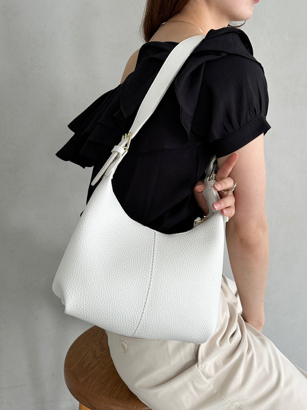 round moon shoulder bag/ワンハンドルラウンドムーンPUショルダーバッグ | UN12410052 | アイボリー