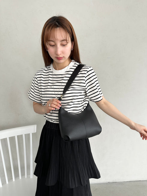 round moon shoulder bag/ワンハンドルラウンドムーンPUショルダーバッグ | UN12410052 | ブラック