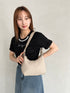 round moon shoulder bag/ワンハンドルラウンドムーンPUショルダーバッグ | UN12410052 | グレイッシュベージュ