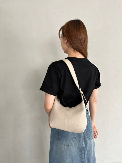 round moon shoulder bag/ワンハンドルラウンドムーンPUショルダーバッグ | UN12410052 | グレイッシュベージュ