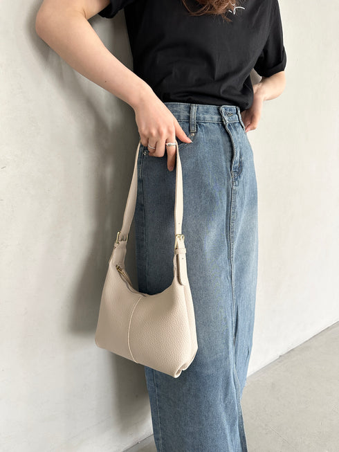 round moon shoulder bag/ワンハンドルラウンドムーンPUショルダーバッグ | UN12410052 | グレイッシュベージュ