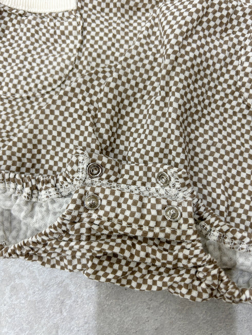 ミニチェックロンパース | LB2234014 | ブラウン