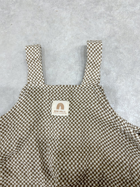 ミニチェックロンパース | LB2234014 | ブラウン