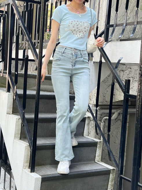 バックリボンポイントフレアデニム | SL2242643 | ブルー