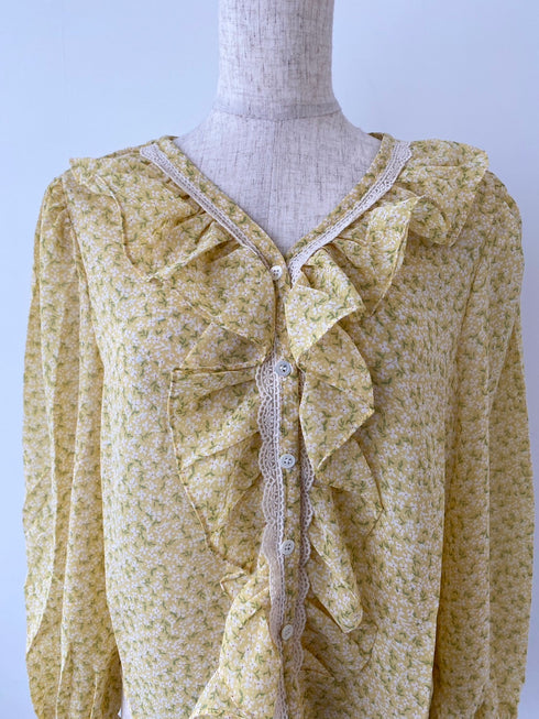 フリルフラワーブラウス | SL2243616 | ブルー