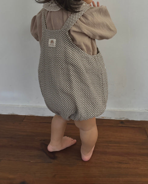 ミニチェックロンパース | LB2234014 | ブラウン