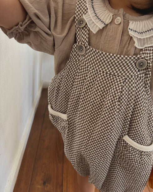 ミニチェックロンパース | LB2234014 | ブラウン