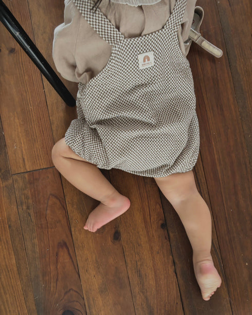 ミニチェックロンパース | LB2234014 | ブラウン