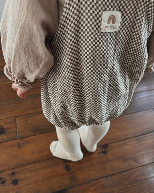 ミニチェックロンパース | LB2234014 | ブラウン