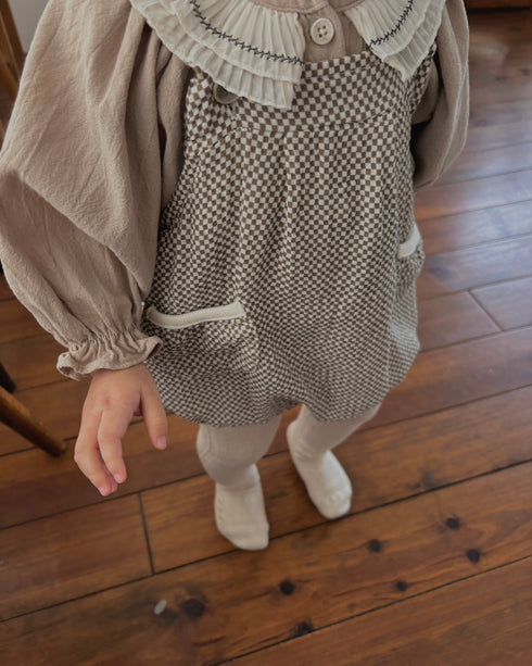 ミニチェックロンパース | LB2234014 | ブラウン