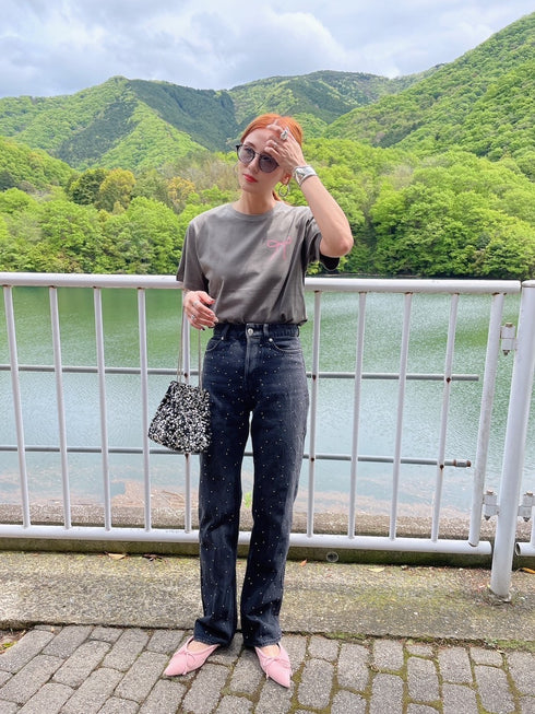 バックリボンデザインTシャツ | AN2241201 | チャコール