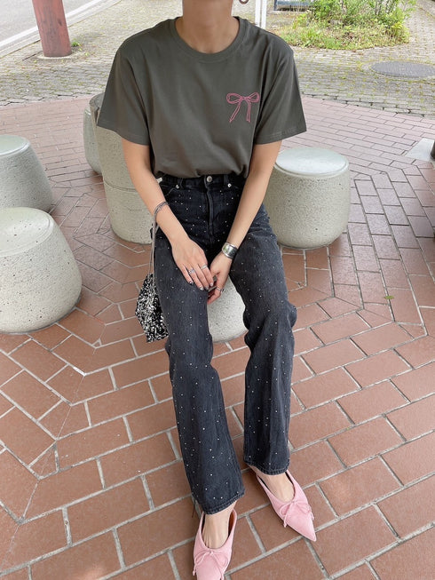 バックリボンデザインTシャツ | AN2241201 | チャコール