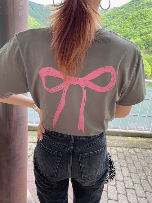 バックリボンデザインTシャツ | AN2241201 | チャコール