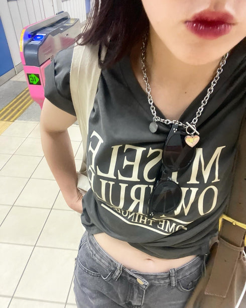 サイドドロストクロップドTシャツ | CH2242808 | チャコールグレー