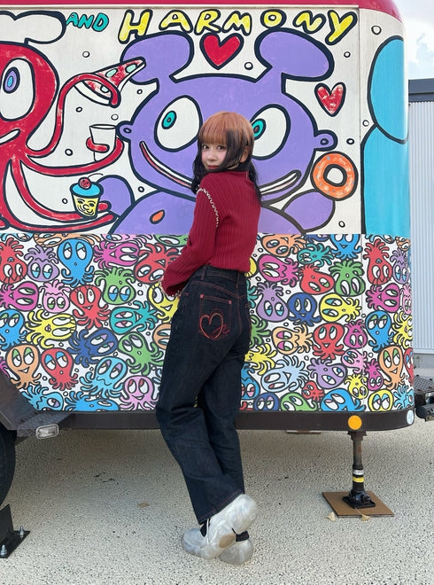 ハート刺繍デニム | GR2244508 | ブラック