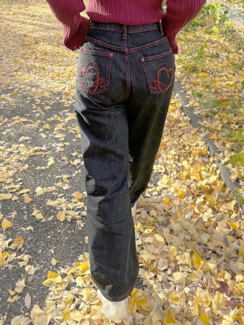 ハート刺繍デニム | GR2244508 | ブラック