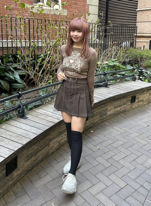 ステッチプリーツミニスカート | GR2244513 | ブラウン