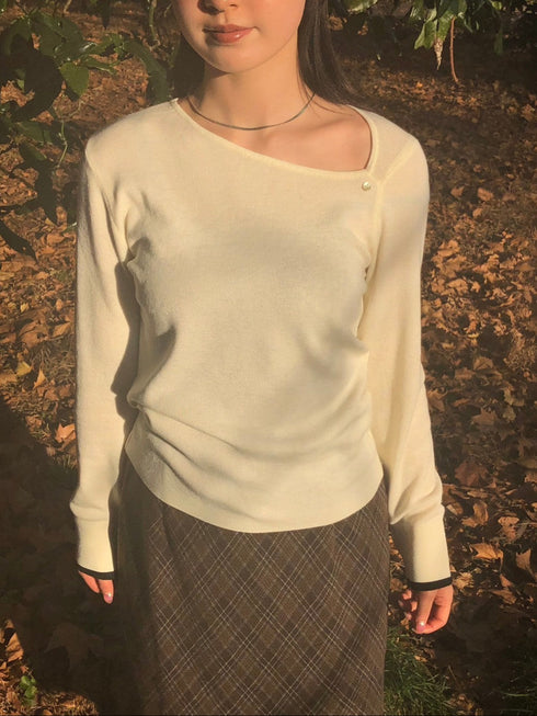 アシンメトリーバイカラーヘムニット | IN2244702 | ホワイト