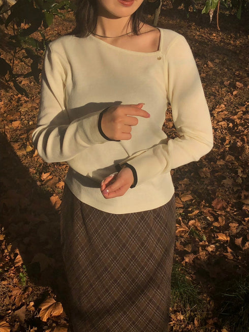 アシンメトリーバイカラーヘムニット | IN2244702 | ホワイト