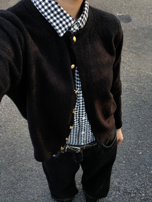 ゴールドボタンカーディガン | IN2244710 | ブラック