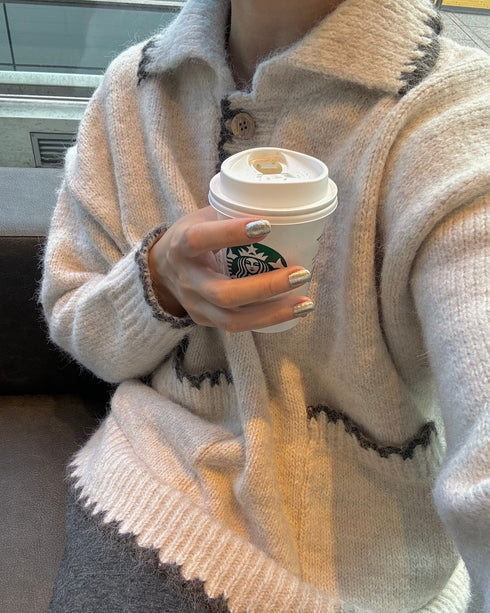 バイカラーステッチビッグニット | LI2244106 | アイボリー