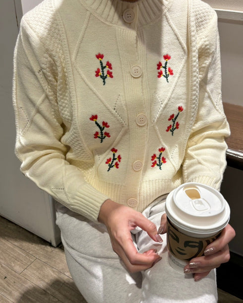 フラワー刺繍カーディガン | LI2244107 | アイボリー