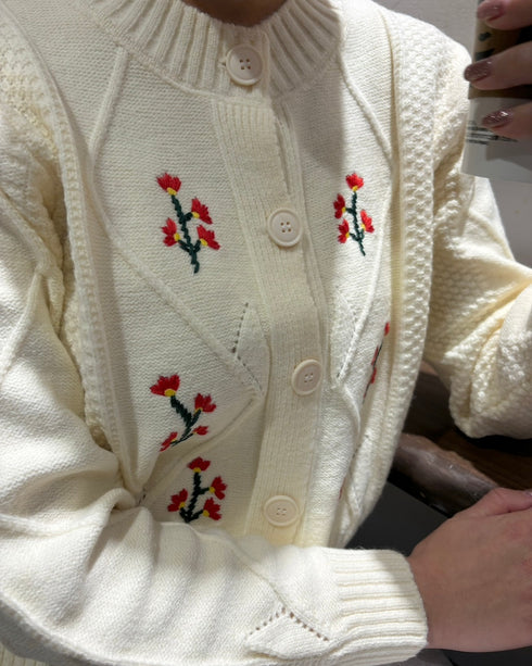 フラワー刺繍カーディガン | LI2244107 | アイボリー