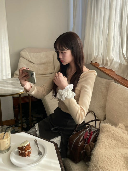 フリルヘム台形ミニスカート | QU2251205 | ブラック