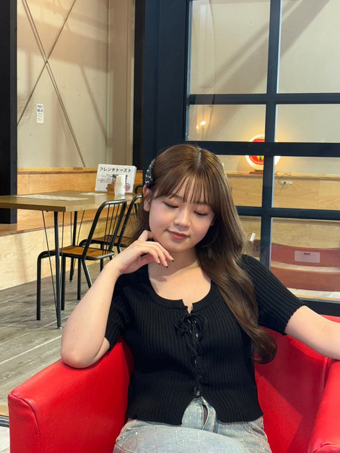 フロントレースアップカーディガン | RN2242012 | ブラック