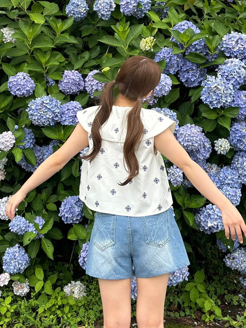 リボンデニムショートパンツ | RN2242016 | ブルー