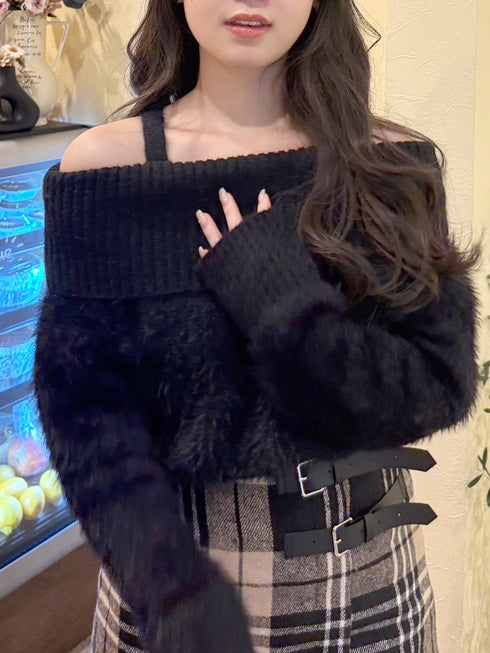 オフショルニットトップス | RN2244004 | ブラック