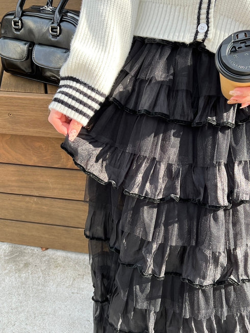ティアードチュールスカート | RN2244005 | ブラック