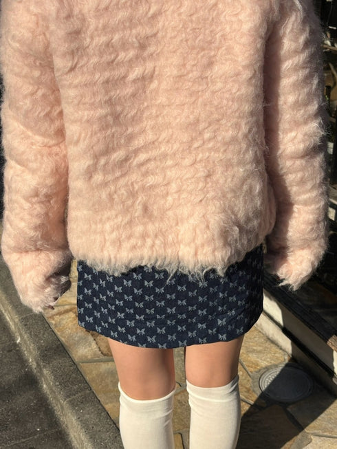 リボンデニムミニスカート | RN2251006 | ダークブルー