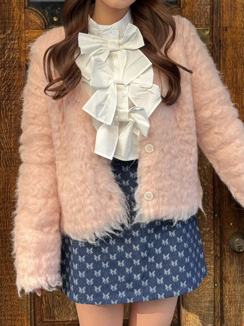 リボンデニムミニスカート | RN2251006 | ダークブルー