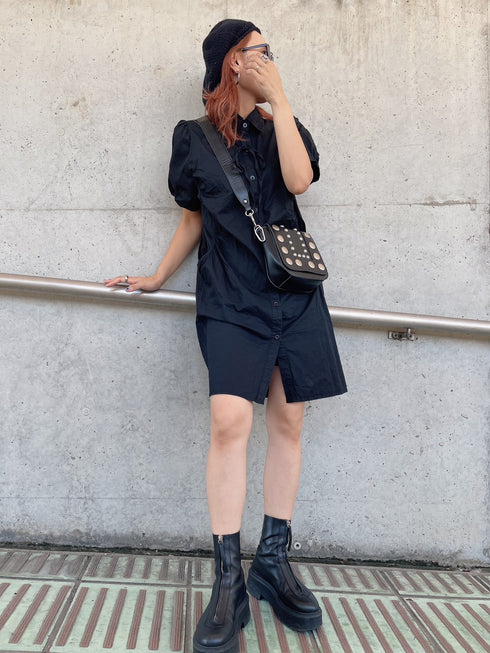 リボンシャツミニワンピース | AN2233305 | ブラック