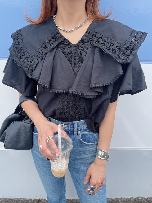 フリルブラウス | AN2241205 | ブラック