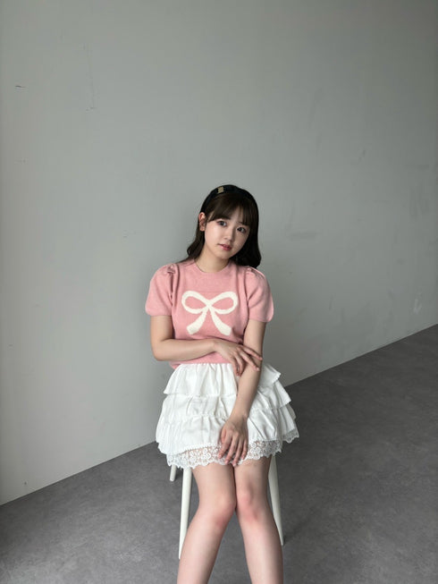 リボンパフスリーブニット | RN2242001 | ピンク